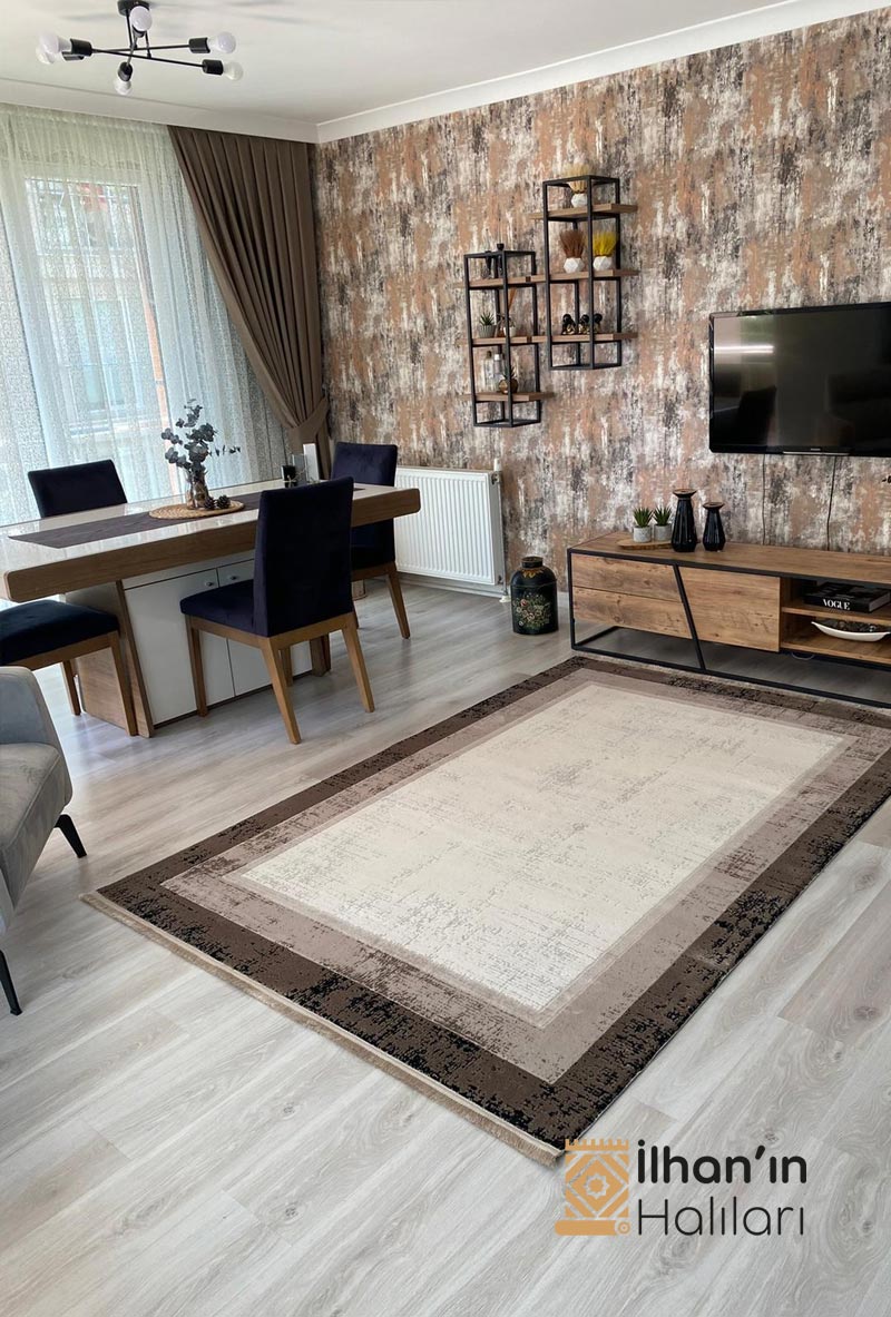 Tuğra Halı London Serisi Makine Halısı 80x150 13402-Kemik-Bej